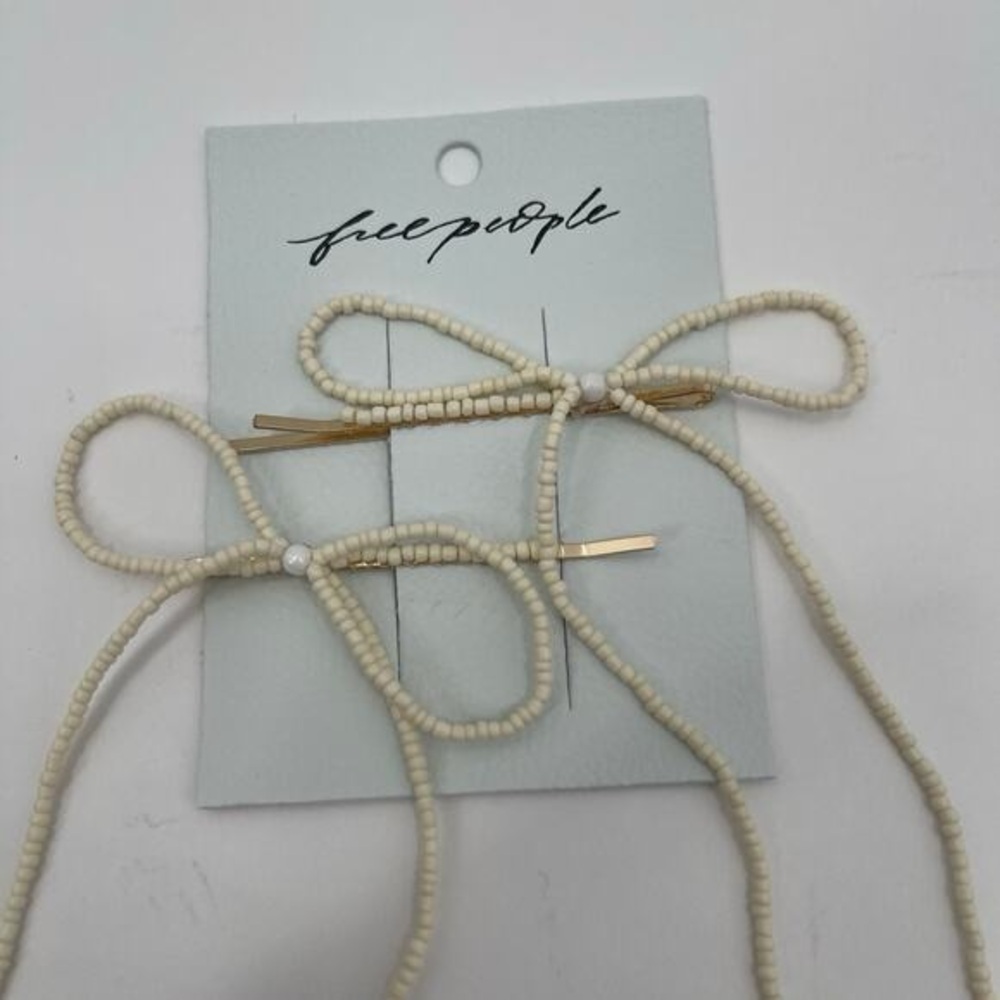 Free People Dainty Beaded Bow Pin - Set of 2 - Picture 4 of 4